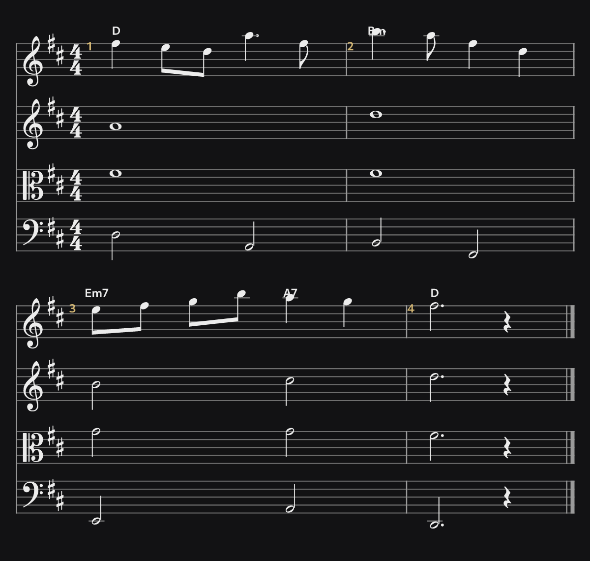 String Quartet Phrase in D — notation